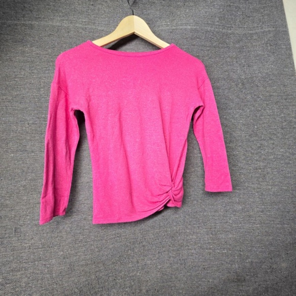 Girls Pink Long Sleeve Side Knot Hem Top Heathered Knit Shirt Size 10/12 L